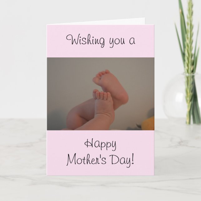 Mother's Day Baby Feet Baby Girl Card (Front)