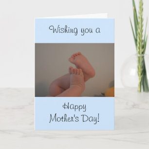 Mother's Day Baby Feet Blue Rattle PHOTO Card