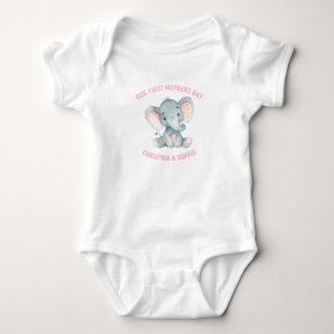 Mothers Day Baby Girl Elephant Pink Bodysuit