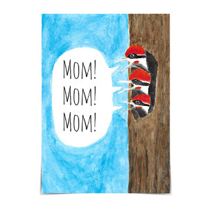 Mother's Day Baby Woodpeckers Watercolour Card
