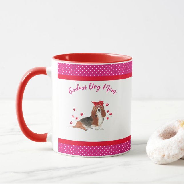 Mother's Day Badass Dog Basset Hound Mug (With Donut)
