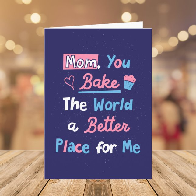 Mothers Day Baking Quote Baker Mum Chef Card (Close up)