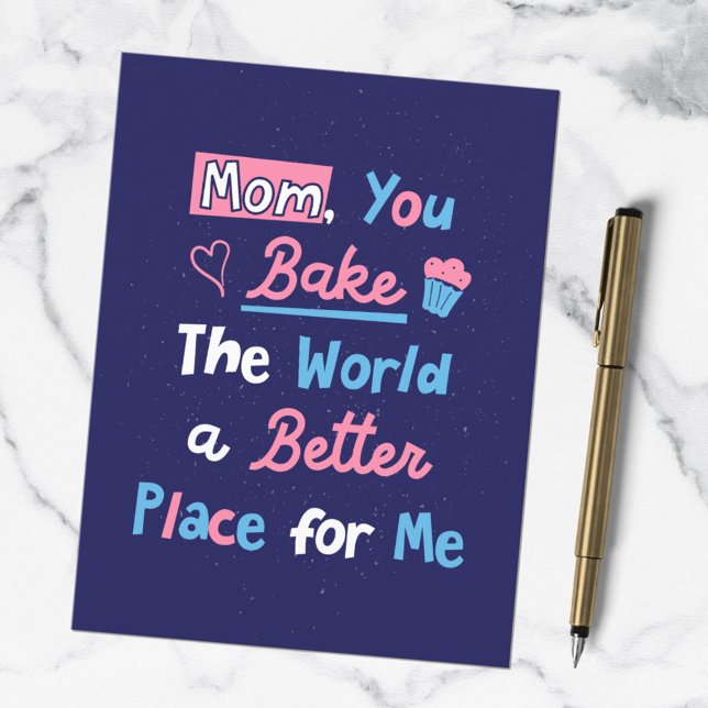 Mothers Day Baking Quote Baker Mum Chef Postcard (In situ)