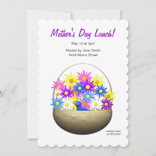 Mothers Day Basket of Daisies Lunch Invitation