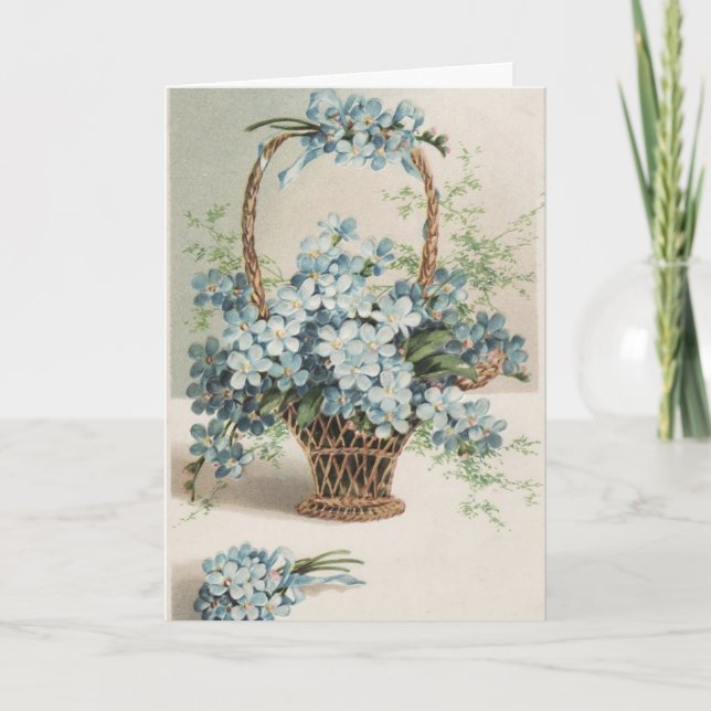 Mother's Day Basket of Forget-Me-Nots Card (Front)