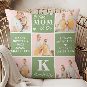 Mother's Day Best MOM Ever Custom 7 Photo Collage Cushion