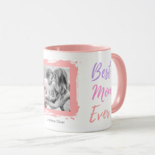 Mother's Day Best Mom Ever Photo Pink Personalized Mug