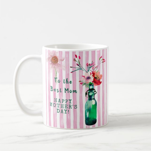 MOTHER'S DAY BEST MOM LOVELY FLORAL MESSAGE   COFFEE MUG (Left)