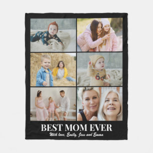 Mother's Day Best Mom Photo Collage 6 Pictures Fleece Blanket