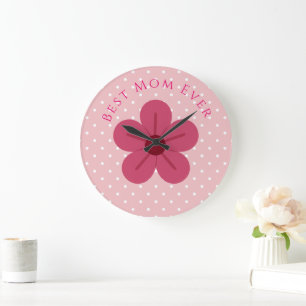 Mothers Day,Best Mum Ever, Elegant,Simple,Trendy Large Clock