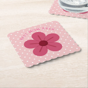 Mothers Day,Best Mum Ever, Elegant,Simple,Trendy Paper Coaster