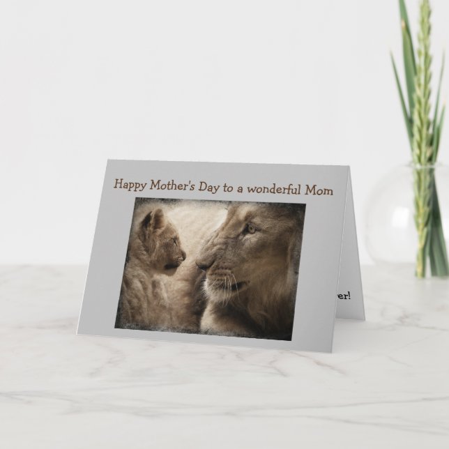 Mother's Day Best Mum Ever Lion Cat Animal Card (Front)
