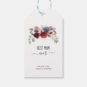 Mothers Day Best Mum Ever Personalised Floral Clas Gift Tags