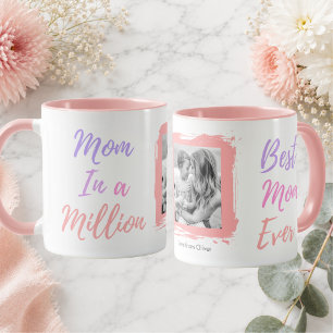 Mother's Day Best Mum Ever Photo Pink Personalised Mug