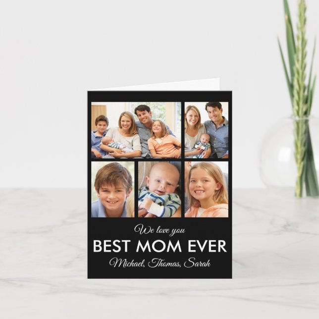 Mothers Day Best Mum Ever Trendy Photo Collage Card (Front)