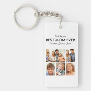 Mothers Day Best Mum Ever Trendy Photo Collage Key Ring