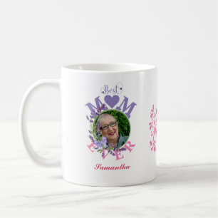 Mother's Day Best Mum Ever Two Photo Name White  Coffee Mug