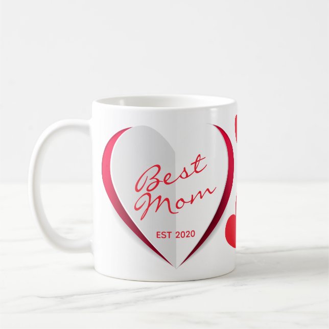 Mother's Day Best Mum Modern Hearts Script Mug (Left)