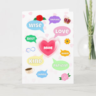 Mothers Day Best Mum Word Clouds Queen Crown Love  Card