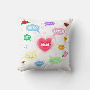 Mothers Day Best Mum Word Clouds Queen Crown Love Cushion