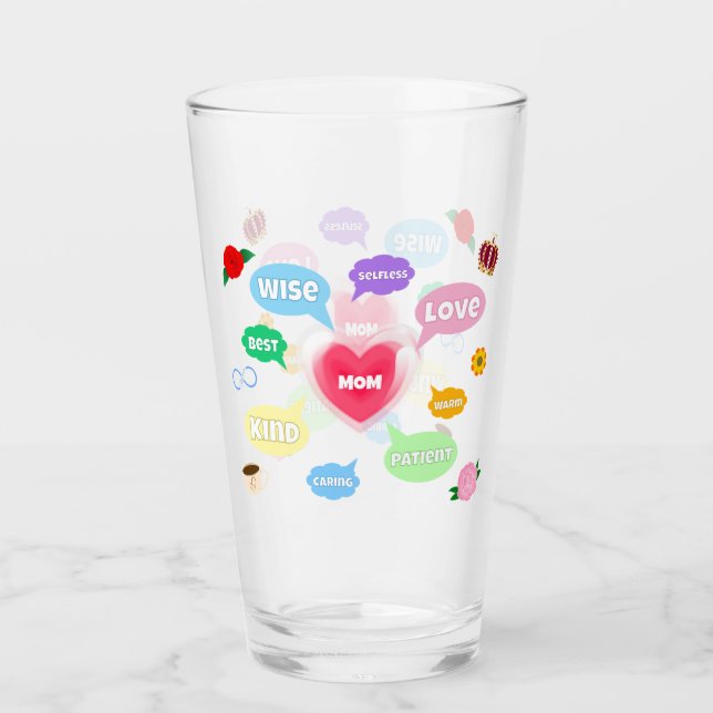 Mothers Day Best Mum Word Clouds Queen Crown Love Glass (Front)