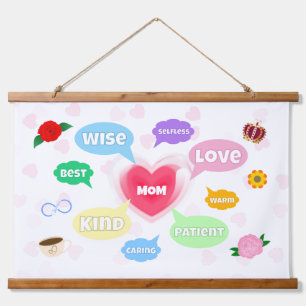 Mothers Day Best Mum Word Clouds Queen Crown Love Hanging Tapestry