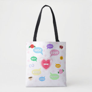 Mothers Day Best Mum Word Clouds Queen Crown Love Tote Bag