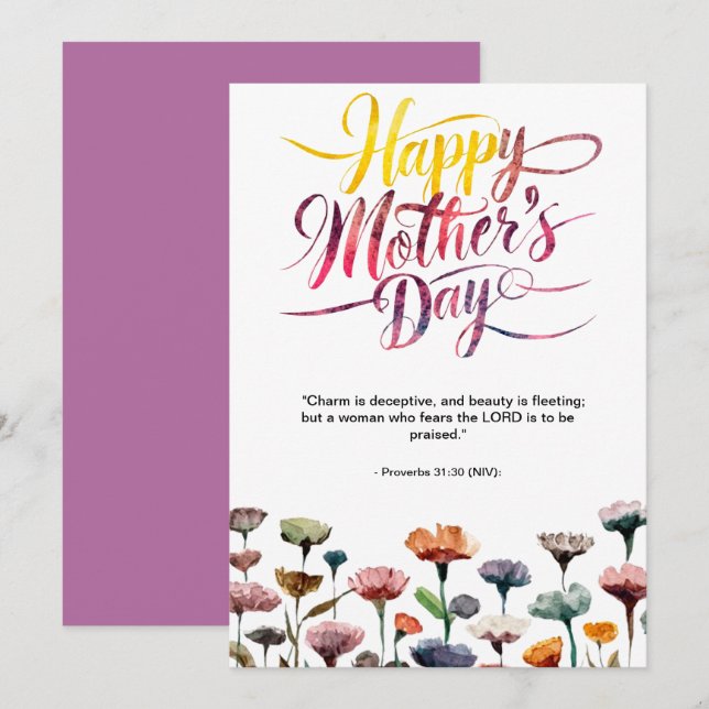 Mother's Day Bible Verse: Proverbs 31  Holiday Card (Front/Back)