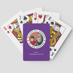 Mothers Day Birthday Photo Heart Purple White Red Playing Cards
