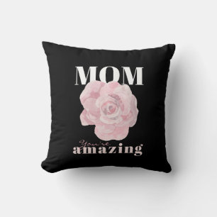 Mother's Day Black Pink Floral Cushion