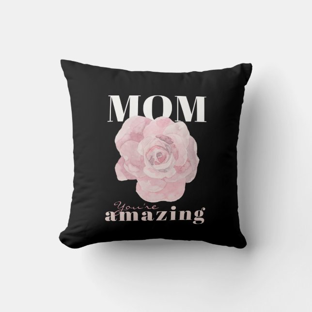 Mother's Day Black Pink Floral Cushion (Front)