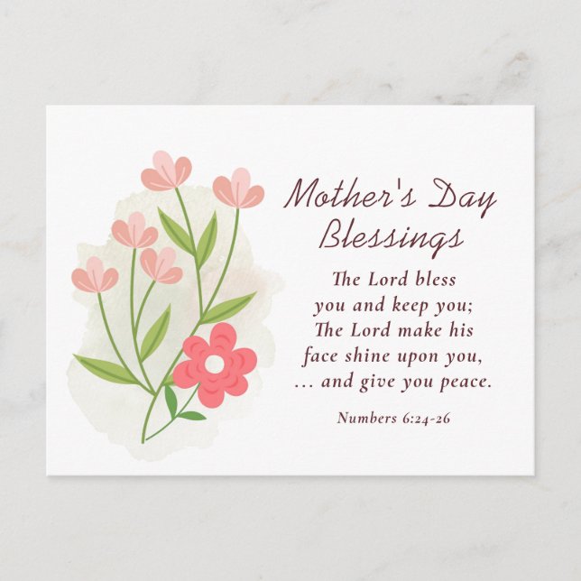 Mother's Day Blessings Bible Verse Christian  Postcard (Front)