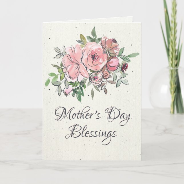 Mother's Day Blessings Bible Verse Floral Holiday Card (Front)