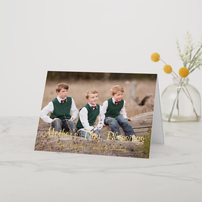 Mother's Day Blessings Holiday Card (Gold Flower)