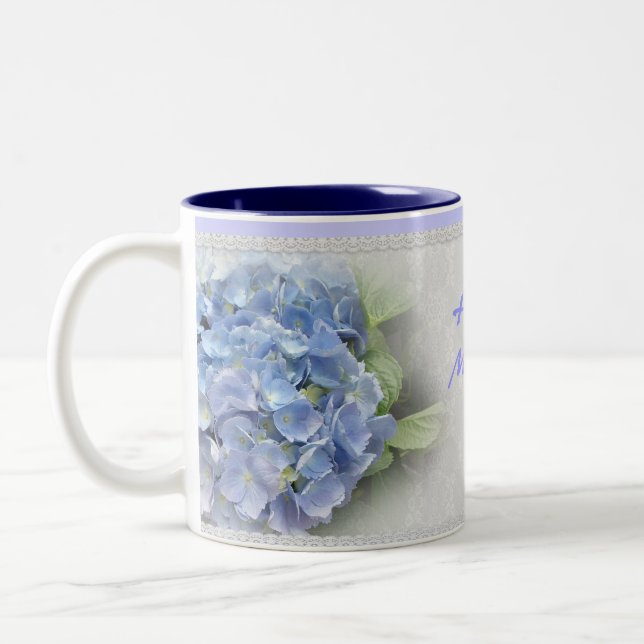 Mothers Day blue hydrangeas Mug (Left)