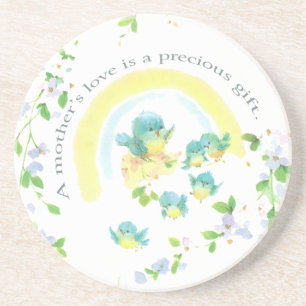 Mother's Day Blue Love Birds Coaster
