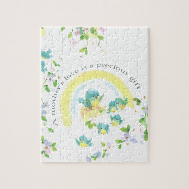 Mother's Day Blue Love Birds Jigsaw Puzzle (Vertical)