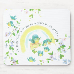 Mother's Day Blue Love Birds Mouse Mat