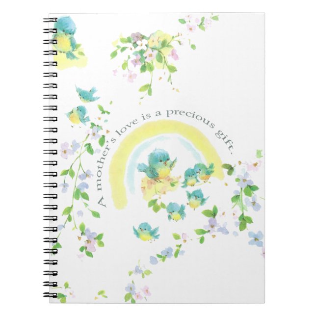 Mother's Day Blue Love Birds Notebook (Front)