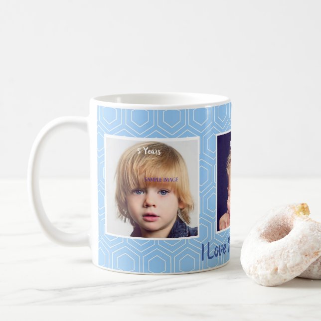 Mother's Day, Blue & White, Personal Photo Coffee Mug (With Donut)