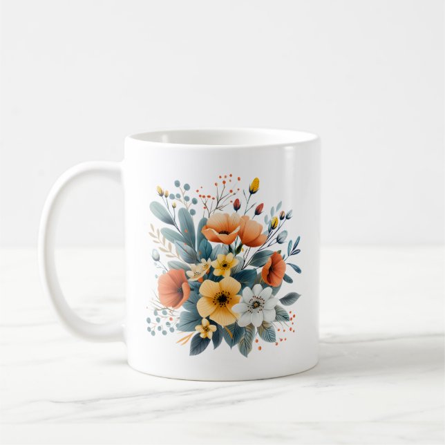 Mother's Day Boho Flowers Clipart-61983 Coffee Mug (Left)