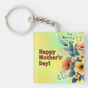 Mother's Day Boho Flowers Clipart-61983 Keychain
