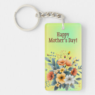 Mother's Day Boho Flowers Clipart-61983 Keychain B