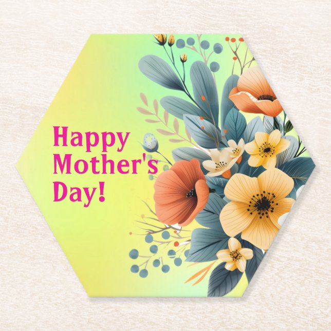 Mother's Day Boho Flowers Clipart-61983 Paper Coaster (Front)