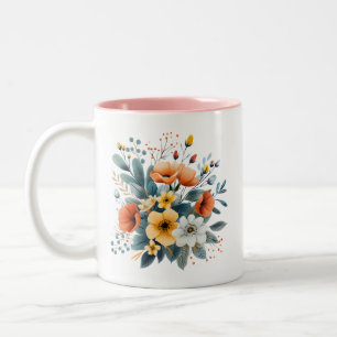 Mother's Day Boho Flowers Clipart-61983 Two-Tone Coffee Mug