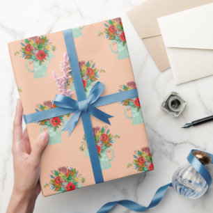 Mother's day Boho Flowers illustration pink Wrapping Paper