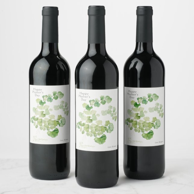 Mother's Day Botanical Watercolor Wine Label (Bottles)