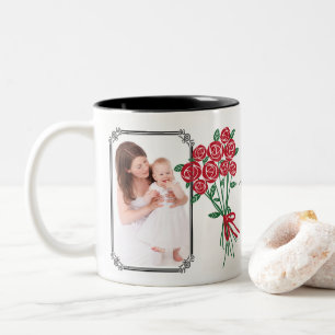 Mother's Day Bouquet of Red Roses Two-Tone Coffee Mug