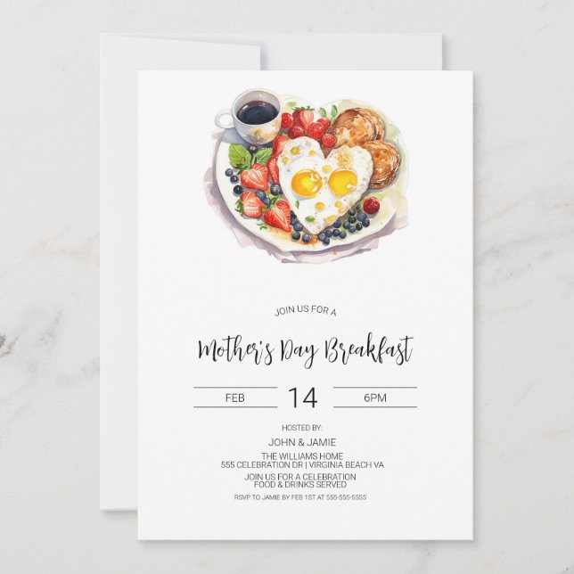 Mother's Day Breakfast Invitation, Brunch Invite (Front)