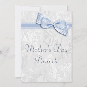 Mother's Day Brunch Damask and Faux Bow Invitation